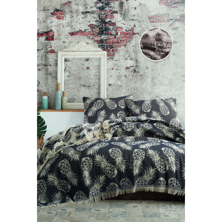 Bloomsbury Market Labuguen Black/Cream Plain Weave Bedspread Wayfair